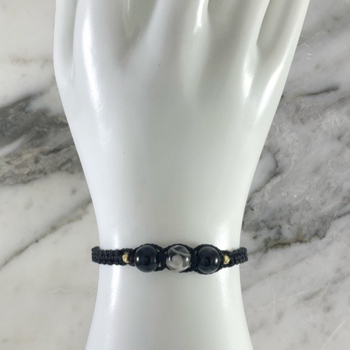 Manilla Jasper Negro y Blanco / Onix 3MMx2 Diamantada