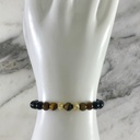 Manilla Ojo de Tigre Amarillo y Agata Onix 6MMx2