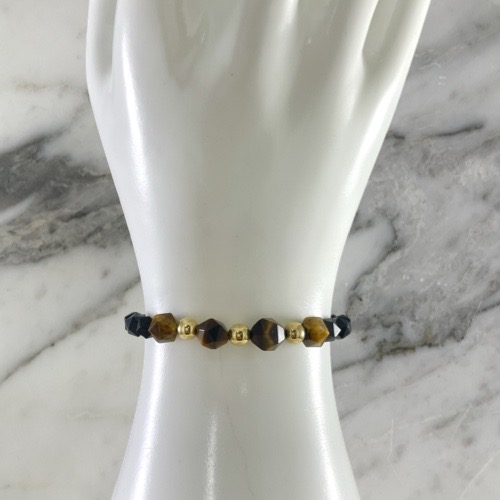 Manilla Ojo de Trigre y Onix Facetado 5MMx3