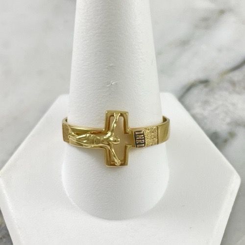 Anillo Inri Silueta Cruz Mateado