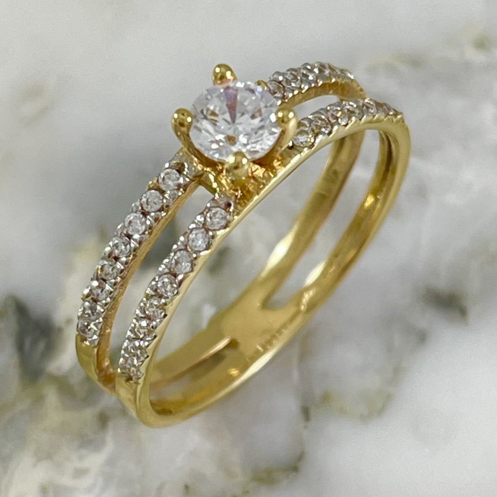 Double Channel Zircon Ring