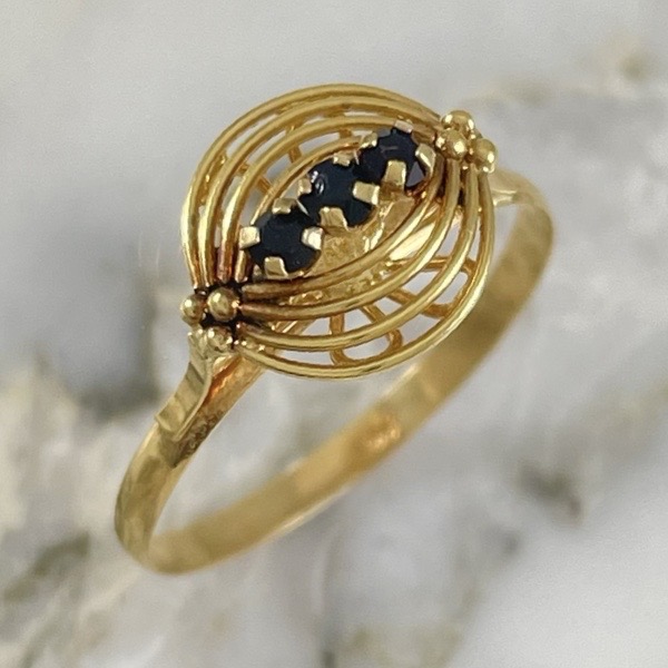 Filigree Ring with Three Zircons