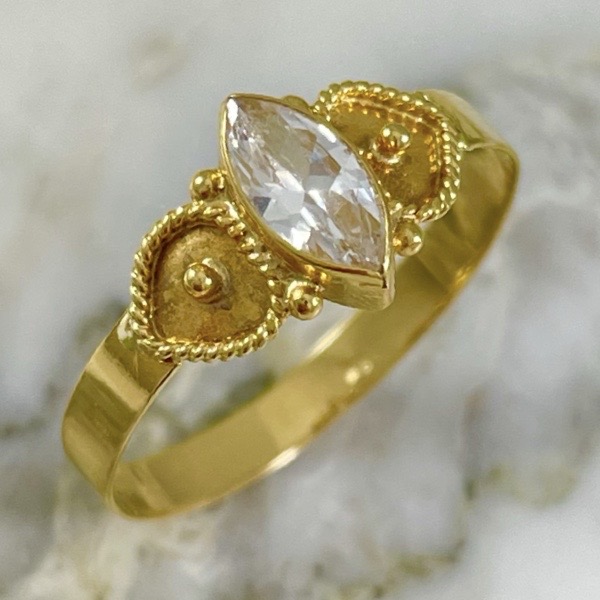 Brilliant Marquise and Hearts Ring