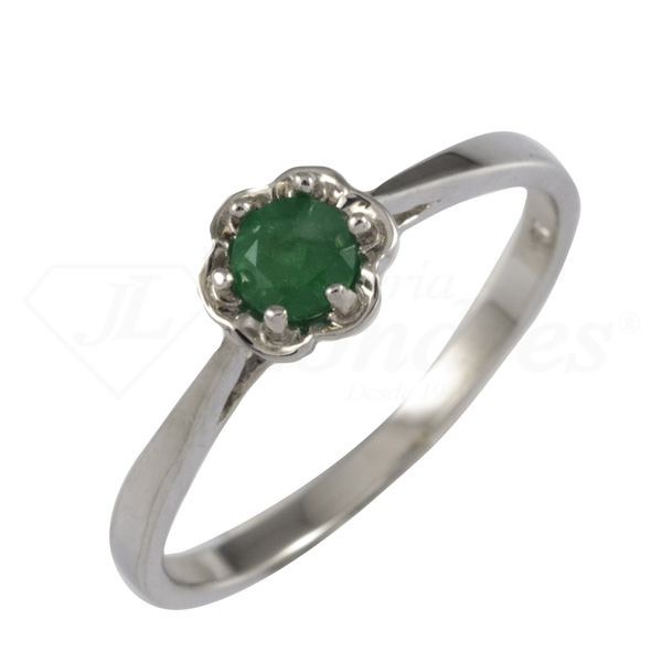 Emerald Flower Solitaire Ring