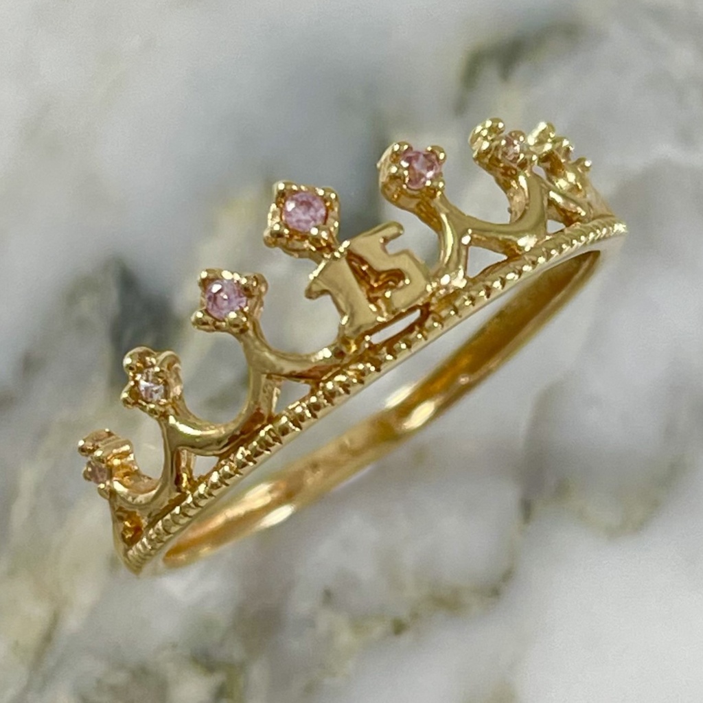 Anillo Corona 15 Cinco Brillos