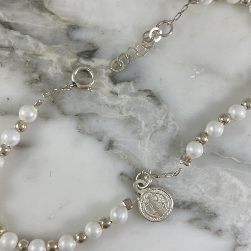 Saint Benedict Bracelet with Balls and Pearls