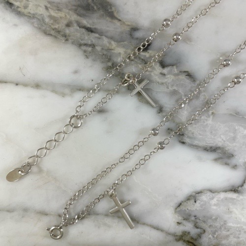 Tobillera Doble Bolas y Cruces