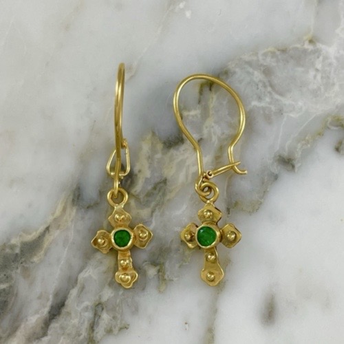Emerald Cross Earring