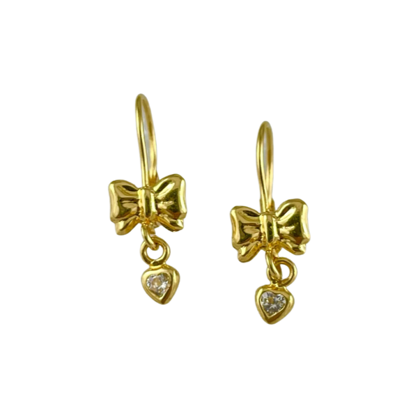 Aretes Moño Corazon Colgante