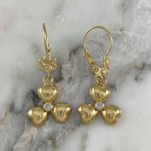 Aretes Flor Trebol de Corazones