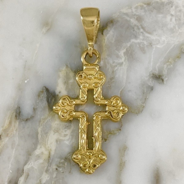 Solid Hollow Trefoiled Cross Pendant