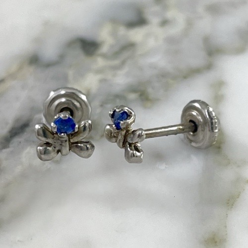Sapphire-Colored Butterfly Screw-Back Stud