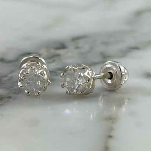 Crown Screw-Back Stud Earring