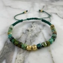 African Turquoise Bracelet 5MMx2 3MMx2 Diamond-Cut