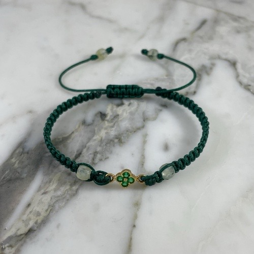 Radiant Clover Square Prehnite Bracelet