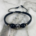 Diamond-Cut Black &amp; White Jasper / Onyx Bracelet 3MMx2