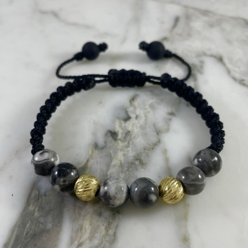 White and Black Jasper Bracelet 7MM x2