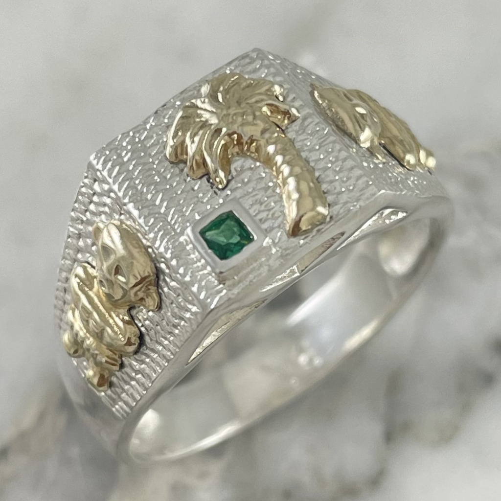 Anillo Palmera Precolombino Plata