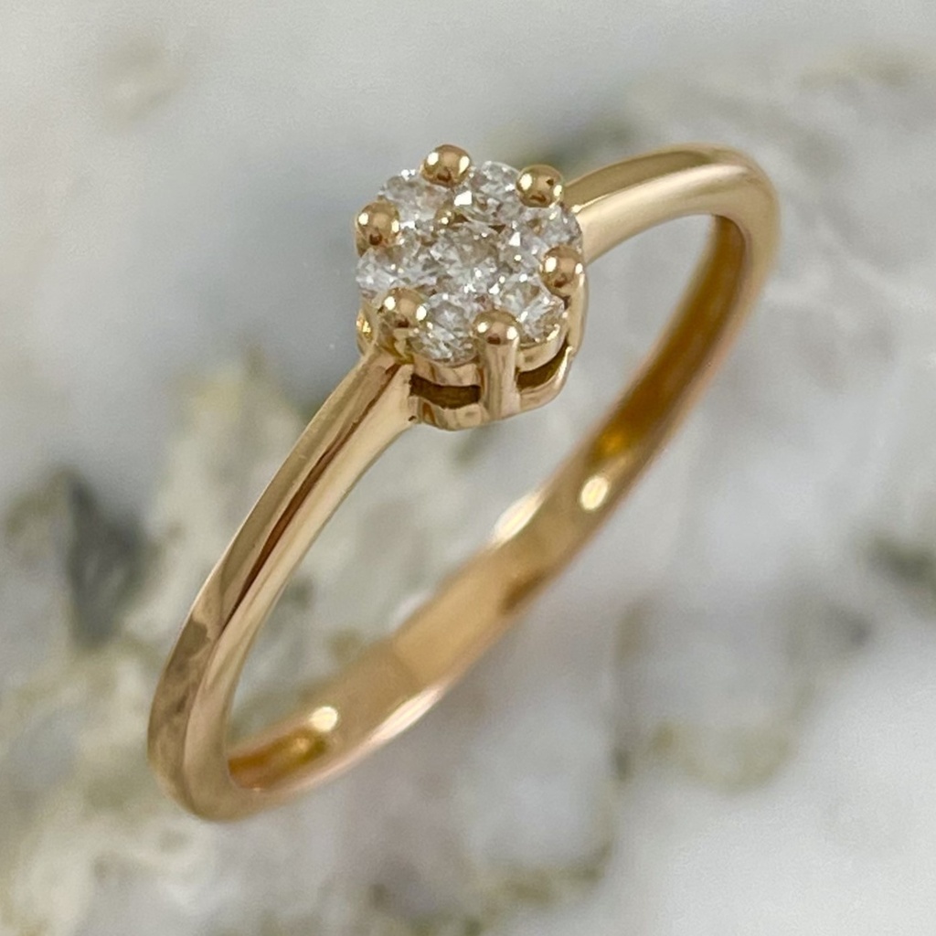 Anillo Flor De Diamantes